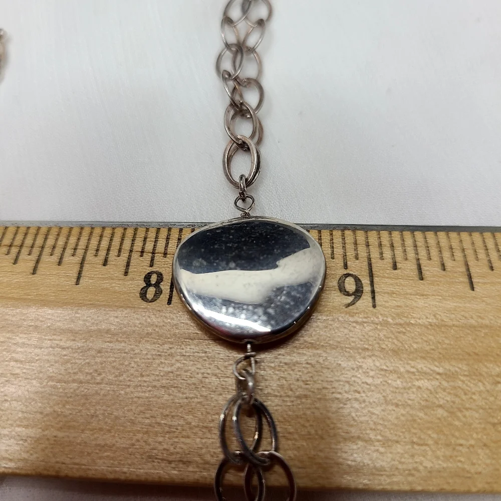 Milor Italian Sterling Silver Oval Link Station Necklace